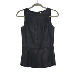 DL1961 Rory Stretch Lamb Leather Peplum Top Snakeskin Print in Black Women's XS